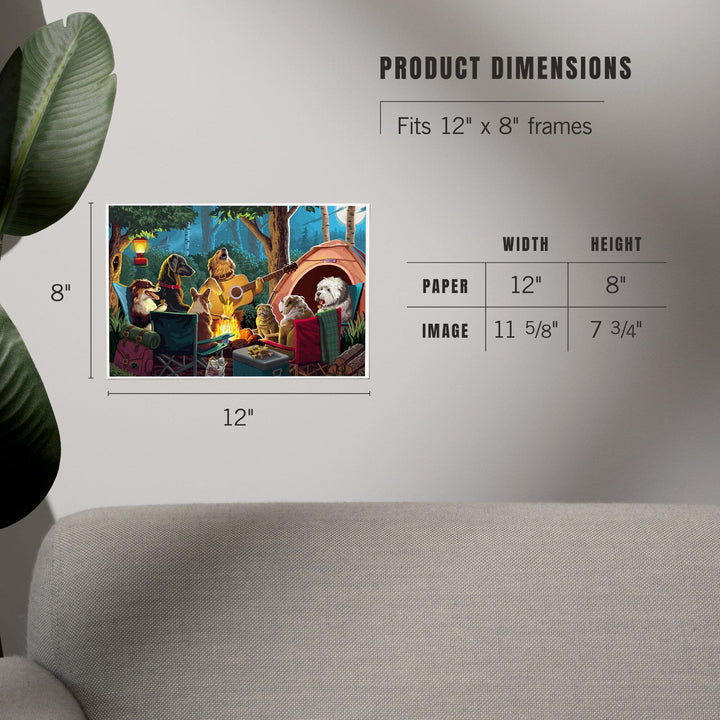 Painterly, Pack Life, Dogs Around Campfire, Art & Giclee Prints Art Lantern Press