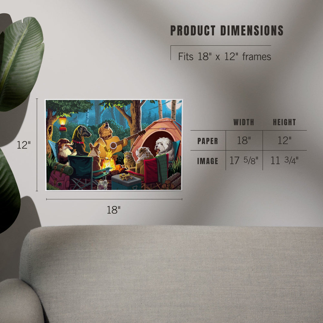 Painterly, Pack Life, Dogs Around Campfire, Art & Giclee Prints Art Lantern Press