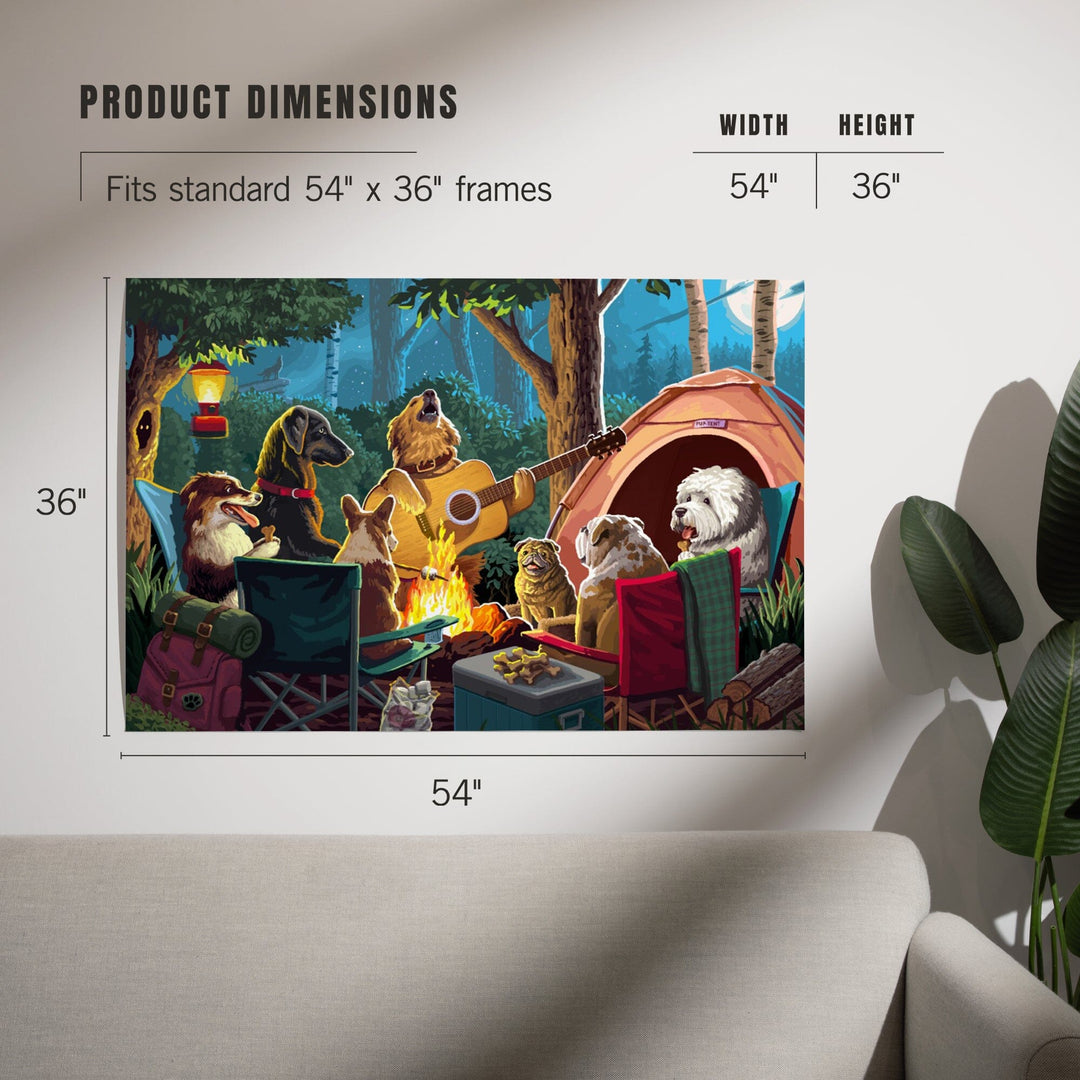 Painterly, Pack Life, Dogs Around Campfire, Art & Giclee Prints Art Lantern Press