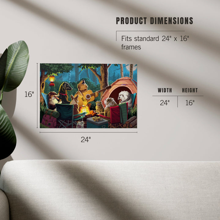 Painterly, Pack Life, Dogs Around Campfire, Art & Giclee Prints Art Lantern Press