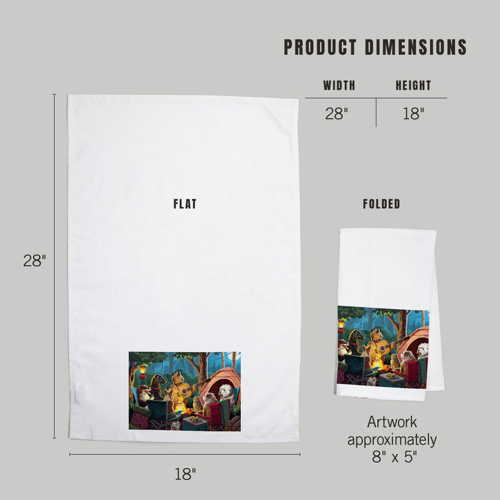 Painterly, Pack Life, Dogs Around Campfire, Organic Cotton Kitchen Tea Towels Kitchen Lantern Press