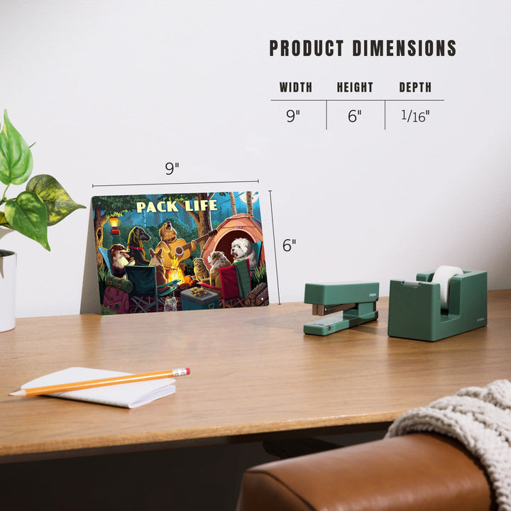 Painterly, Pack Life, Dogs Around Campfire, Sentiment, Metal Signs Metal Lantern Press