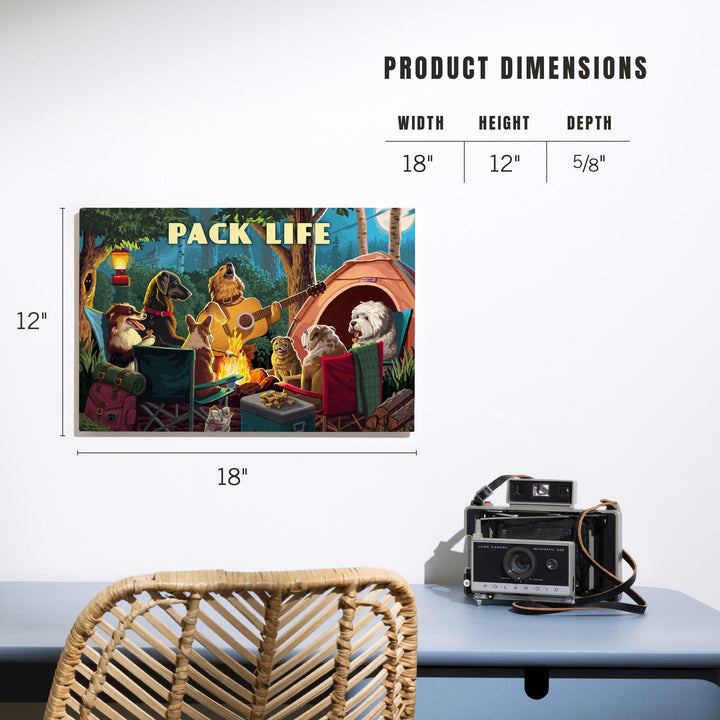 Painterly, Pack Life, Dogs Around Campfire, Sentiment, Wood Signs and Postcards Wood Lantern Press