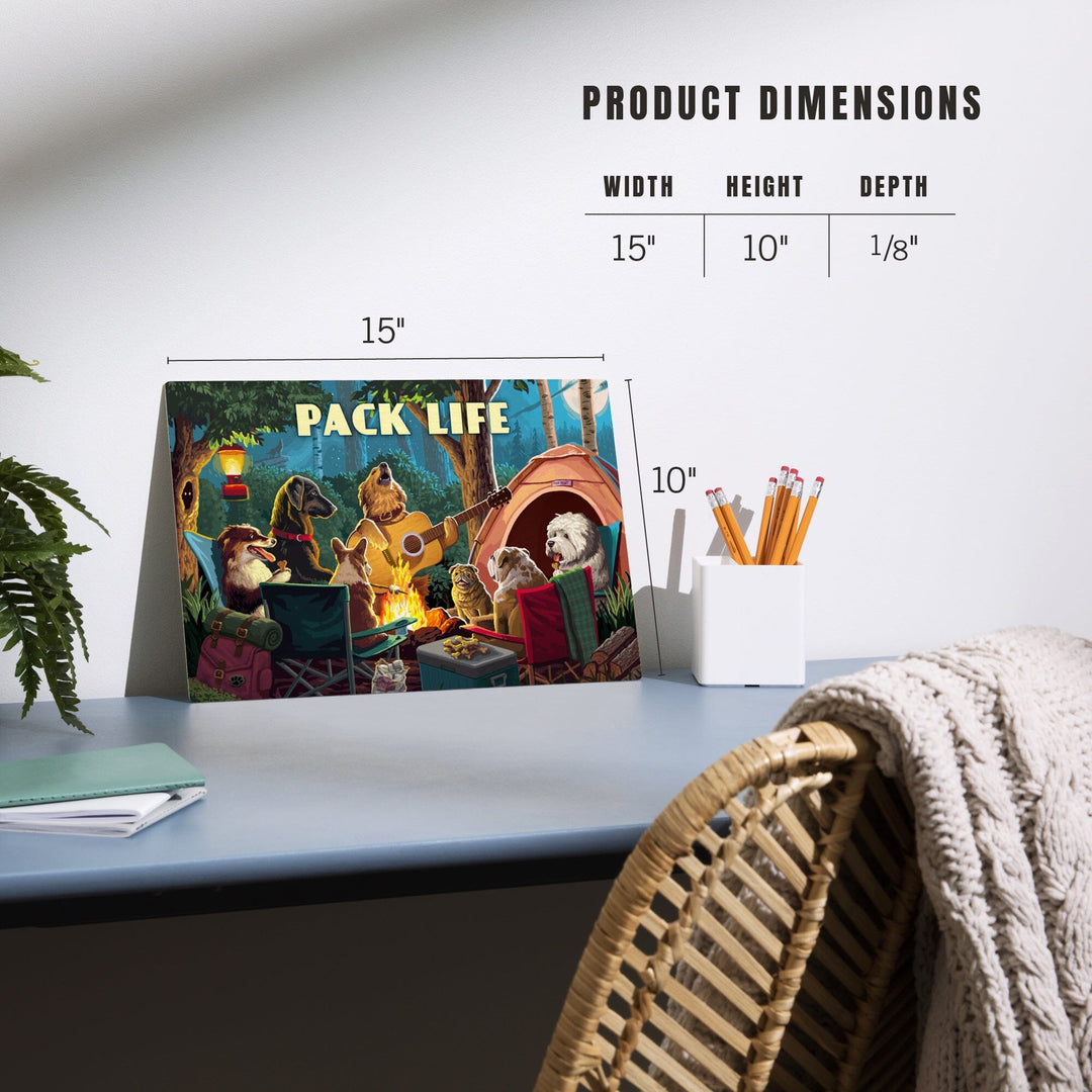 Painterly, Pack Life, Dogs Around Campfire, Sentiment, Wood Signs and Postcards Wood Lantern Press