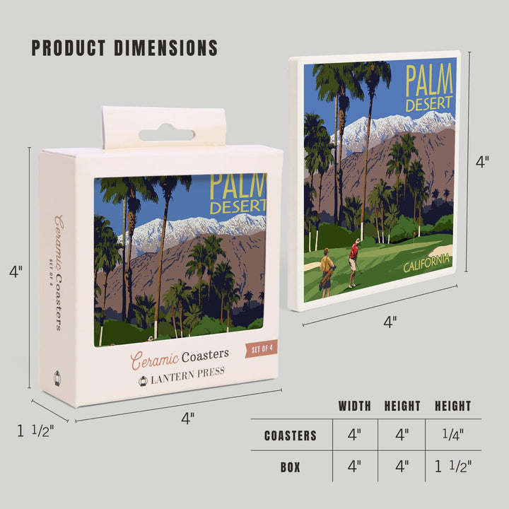 Palm Desert, California, Golfing Scene, Coasters Coasters Lantern Press