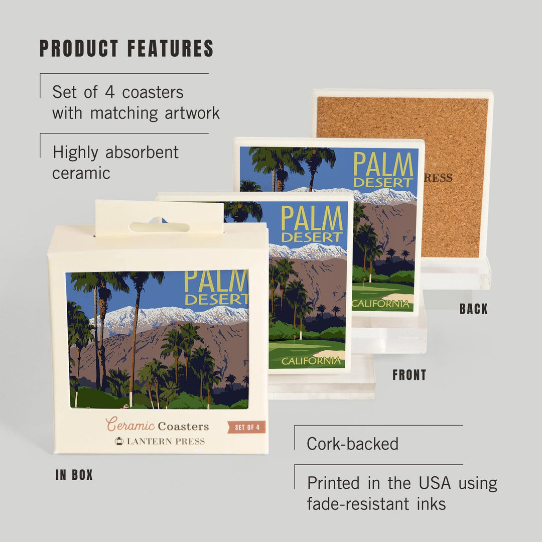 Palm Desert, California, Golfing Scene, Coasters Coasters Lantern Press