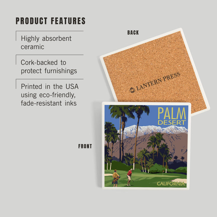 Palm Desert, California, Golfing Scene, Coasters Coasters Lantern Press