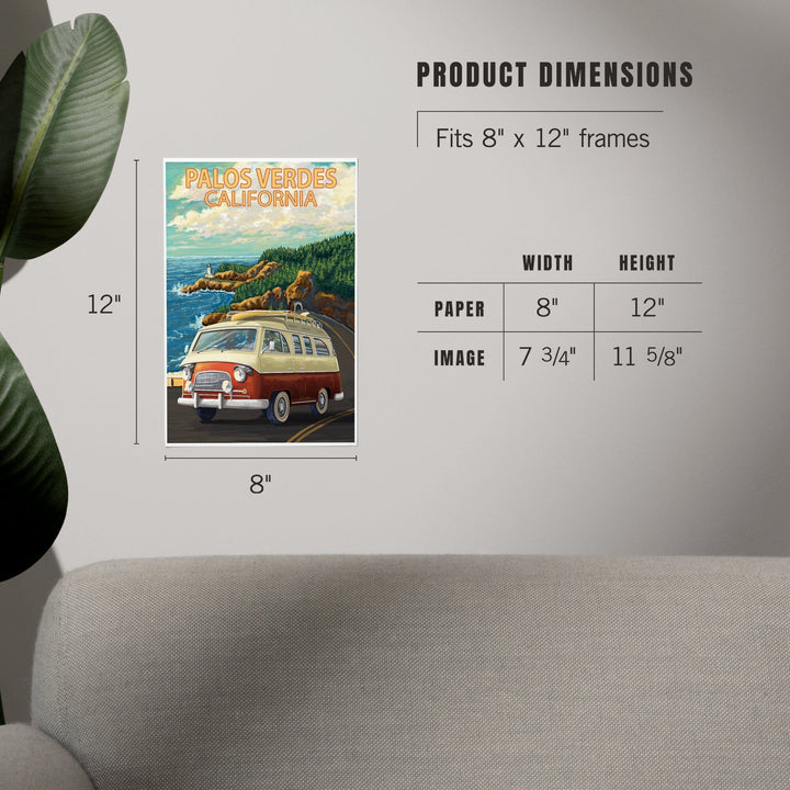 Palos Verdes, California, Camper Van, Art & Giclee Prints Art Lantern Press