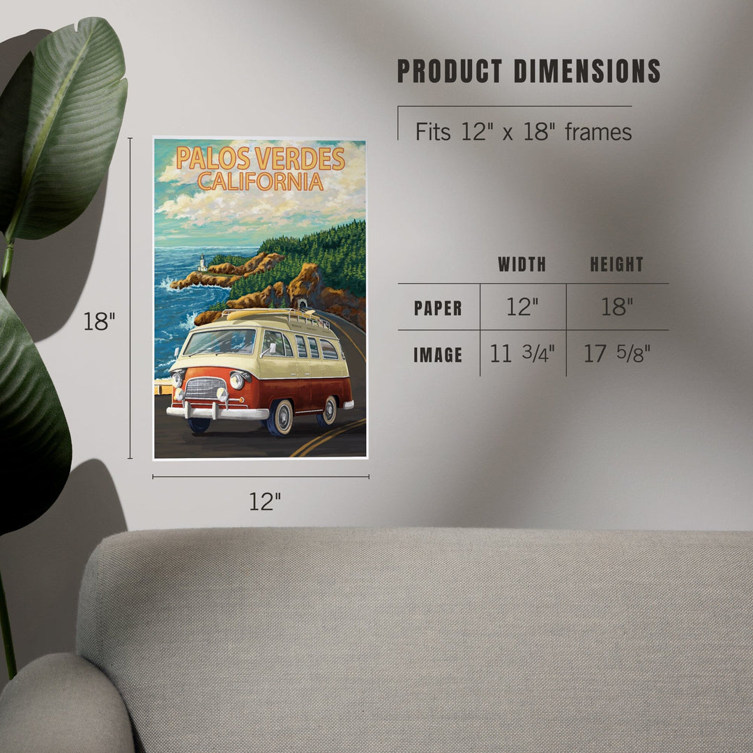 Palos Verdes, California, Camper Van, Art & Giclee Prints Art Lantern Press