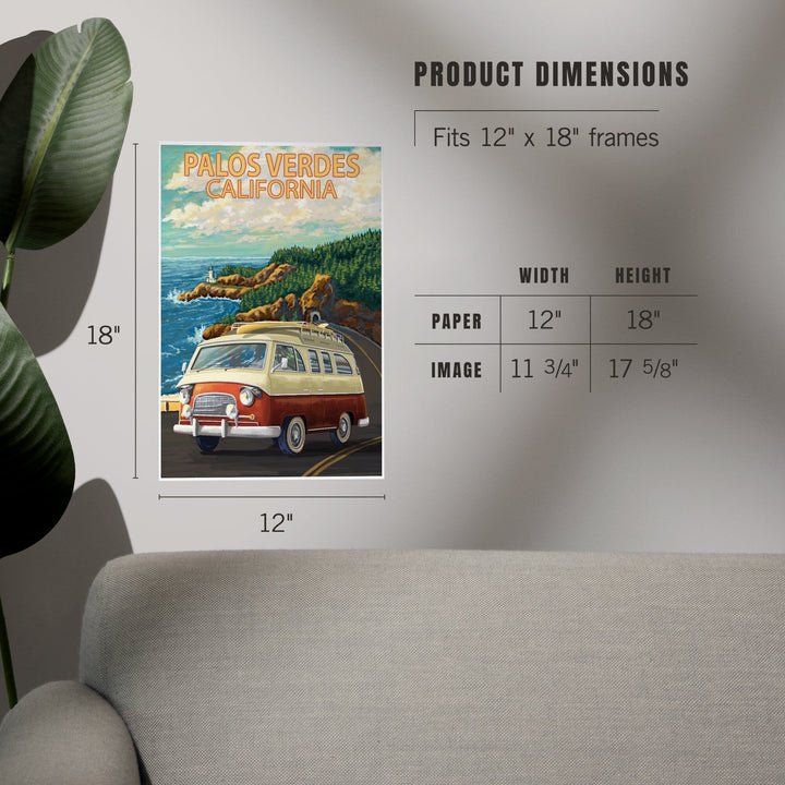 Palos Verdes, California, Camper Van, Art & Giclee Prints Art Lantern Press