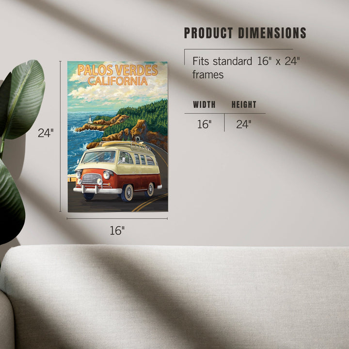 Palos Verdes, California, Camper Van, Art & Giclee Prints Art Lantern Press