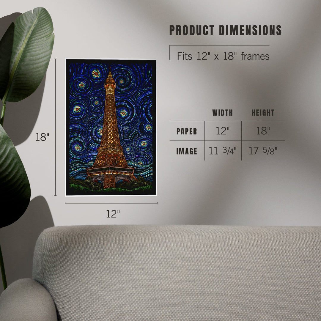 Paris, France, Eiffel Tower Mosaic, Art & Giclee Prints Art Lantern Press