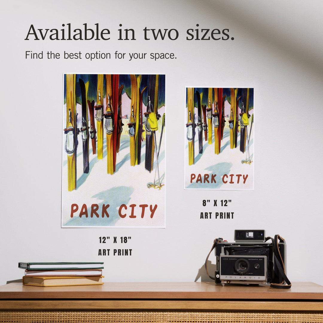 Park City, Utah, Colorful Skis, Art & Giclee Prints Art Lantern Press