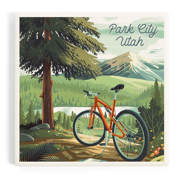 Park City, Utah, Get Outside Series, Off to Wander, Cycling with Mountains, Coasters Coasters Lantern Press Coaster