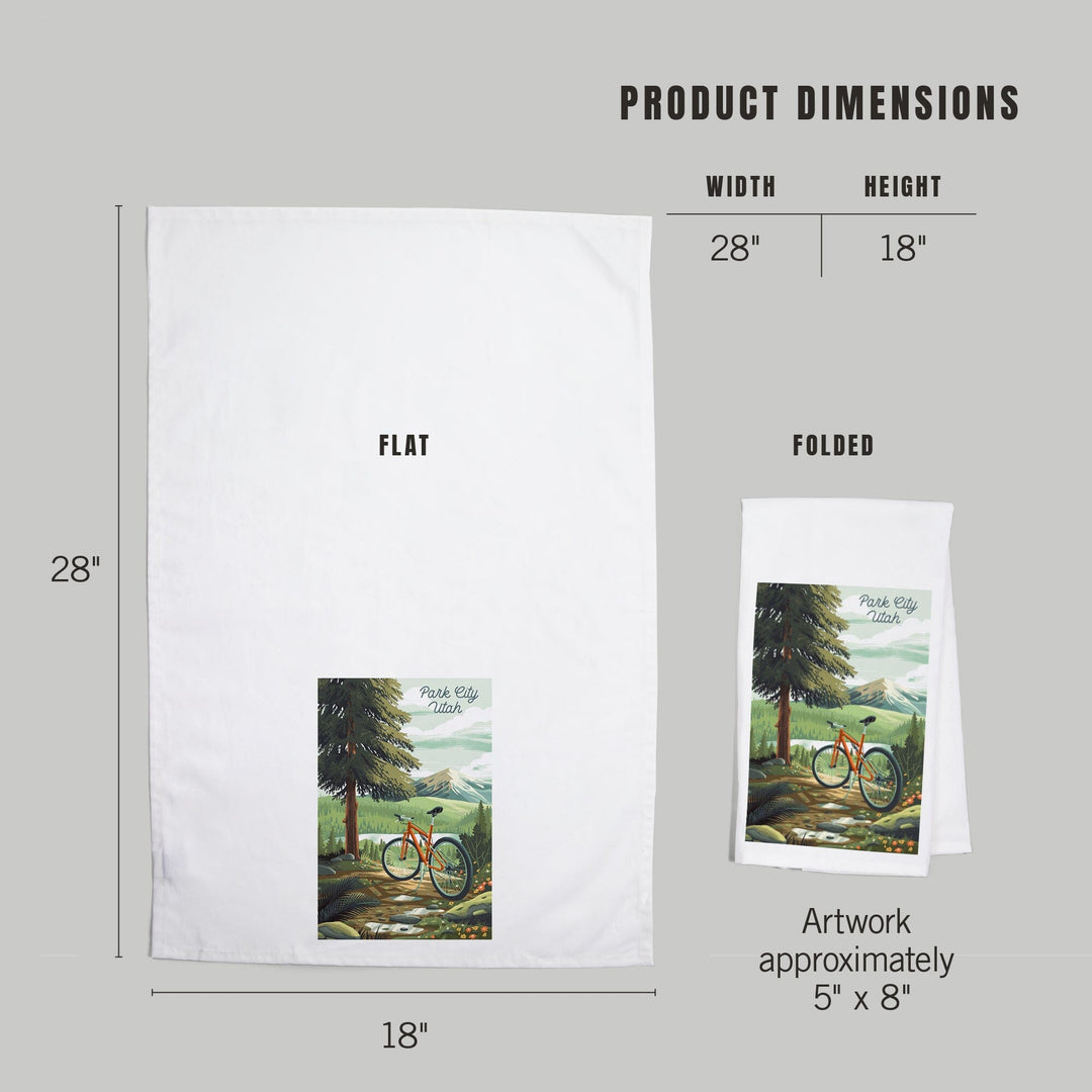 Park City, Utah, Get Outside Series, Off to Wander, Cycling with Mountains, Organic Cotton Kitchen Tea Towels Kitchen Lantern Press