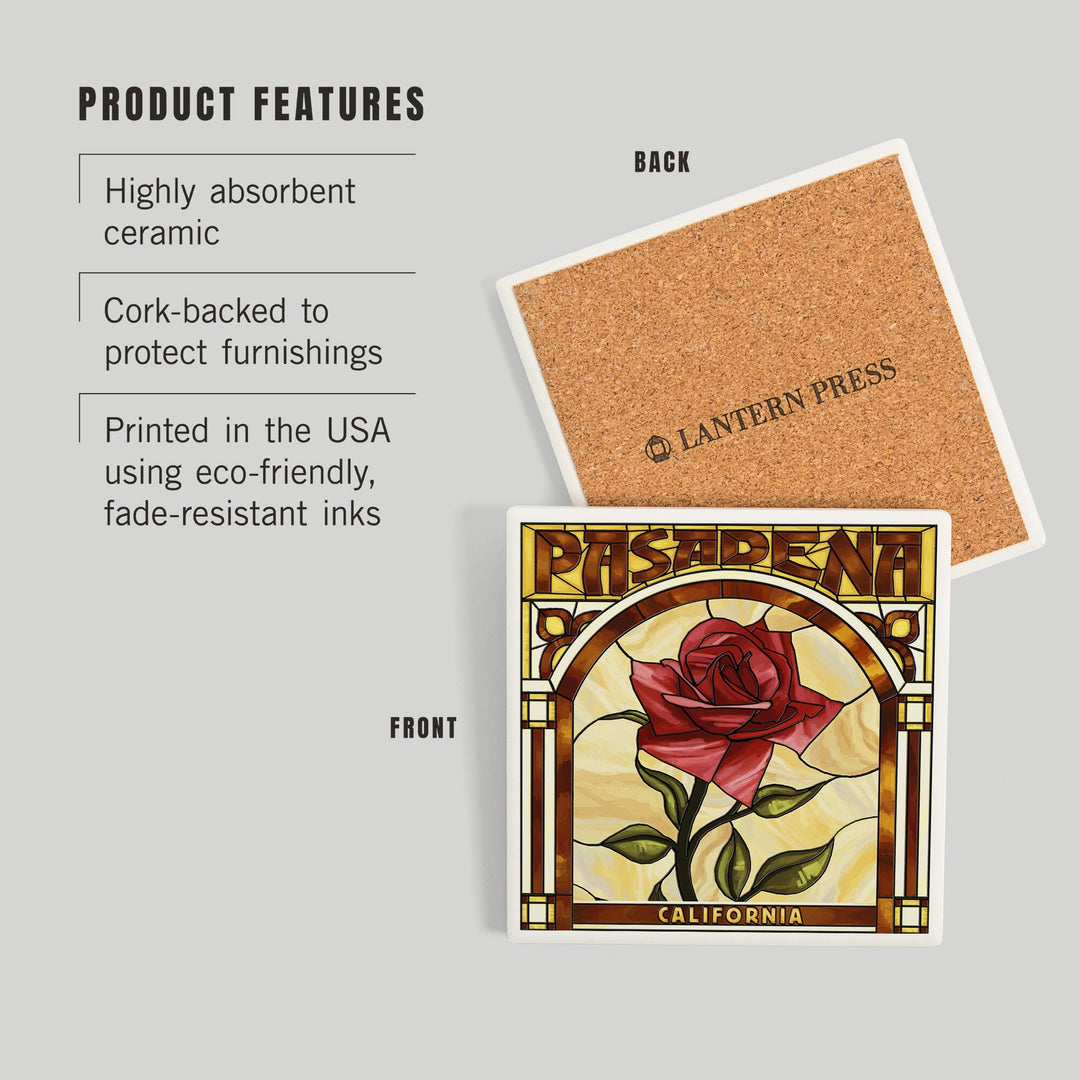 Pasadena, California, Rose Stained Glass, Coasters Coasters Lantern Press