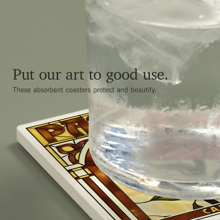 Pasadena, California, Rose Stained Glass, Coasters Coasters Lantern Press