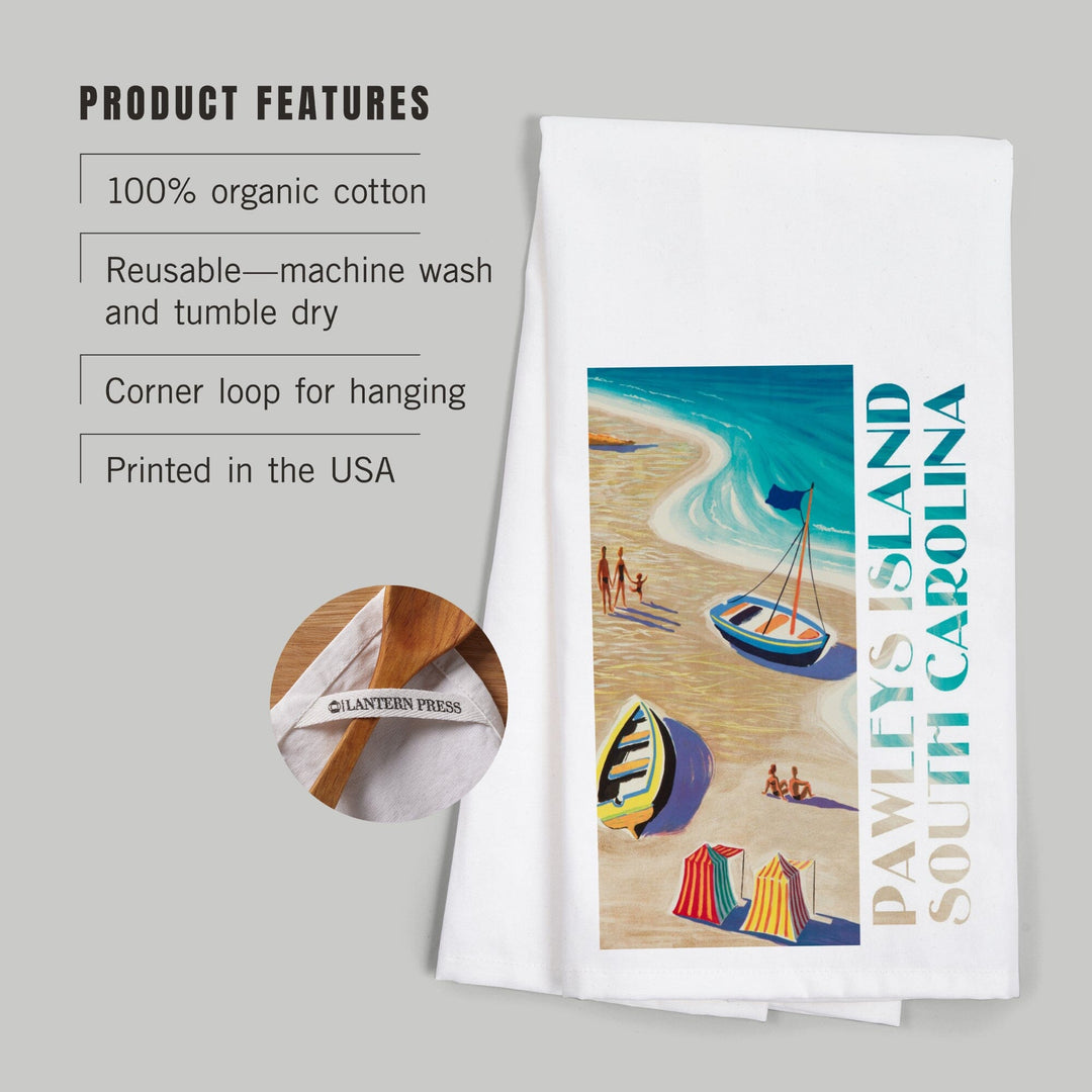 Pawleys Island, South Carolina, Beach Scene, Organic Cotton Kitchen Tea Towels Kitchen Lantern Press