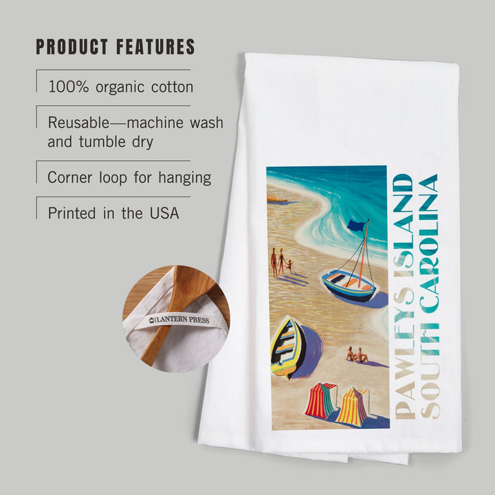 Pawleys Island, South Carolina, Beach Scene, Organic Cotton Kitchen Tea Towels Kitchen Lantern Press