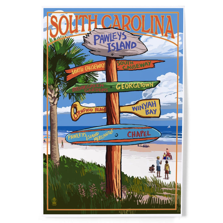 Pawleys Island, South Carolina, Destinations Sign, Art & Giclee Prints Art Lantern Press