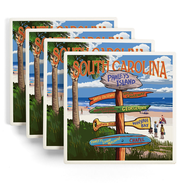 Pawleys Island, South Carolina, Destinations Sign, Coasters Coasters Lantern Press