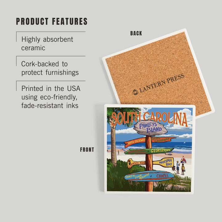 Pawleys Island, South Carolina, Destinations Sign, Coasters Coasters Lantern Press