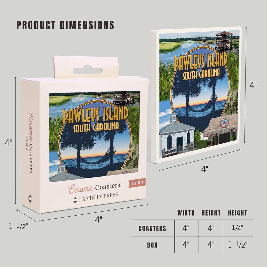Pawleys Island, South Carolina, Montage, Coasters Coasters Lantern Press