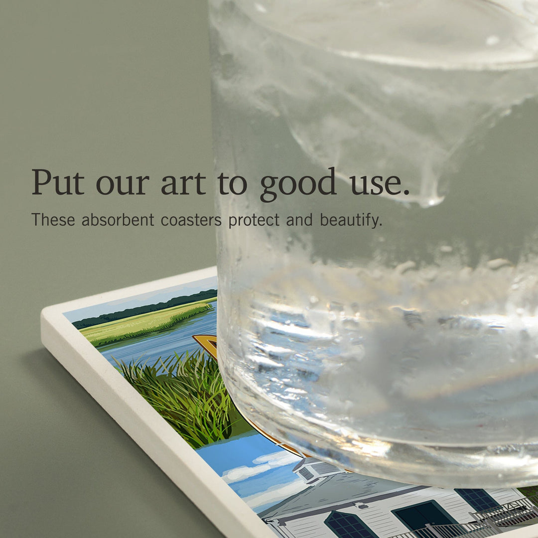 Pawleys Island, South Carolina, Montage, Coasters Coasters Lantern Press