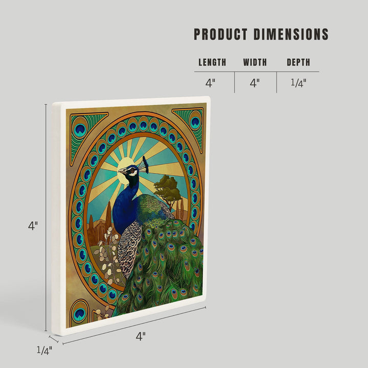 Peacock, Art Nouveau, Coasters Coasters Lantern Press