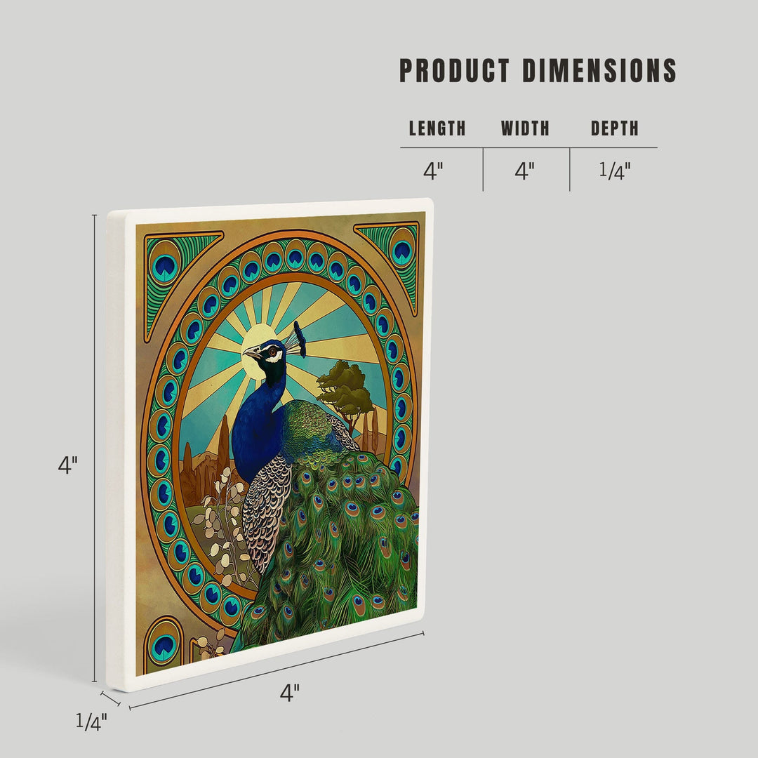 Peacock, Art Nouveau, Coasters Coasters Lantern Press