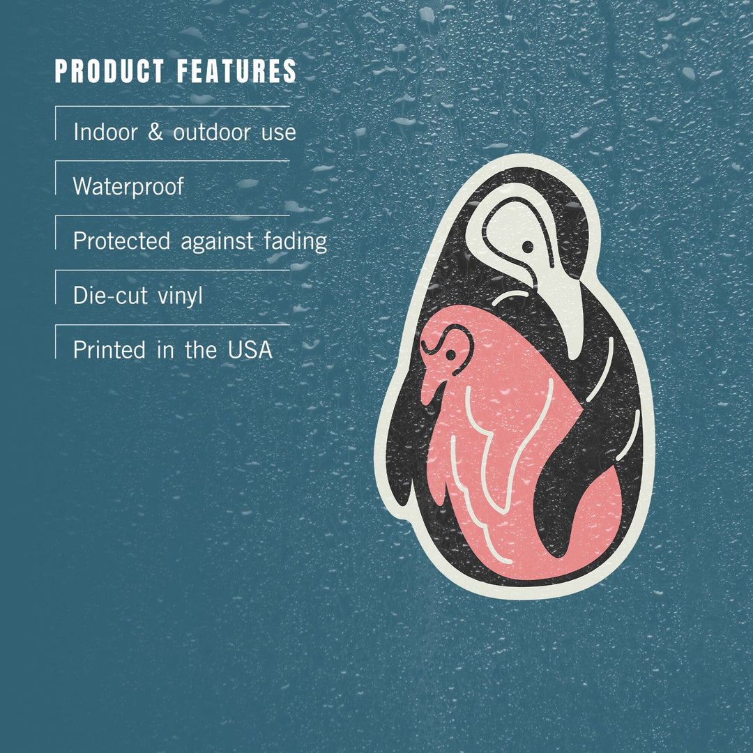 Penguin, Animal Families Collection, Contour, Lantern Press Artwork, Vinyl Sticker Sticker Lantern Press