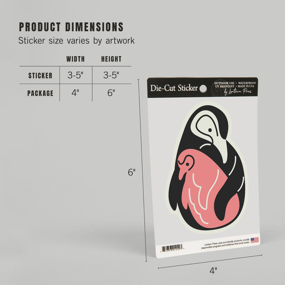 Penguin, Animal Families Collection, Contour, Lantern Press Artwork, Vinyl Sticker Sticker Lantern Press