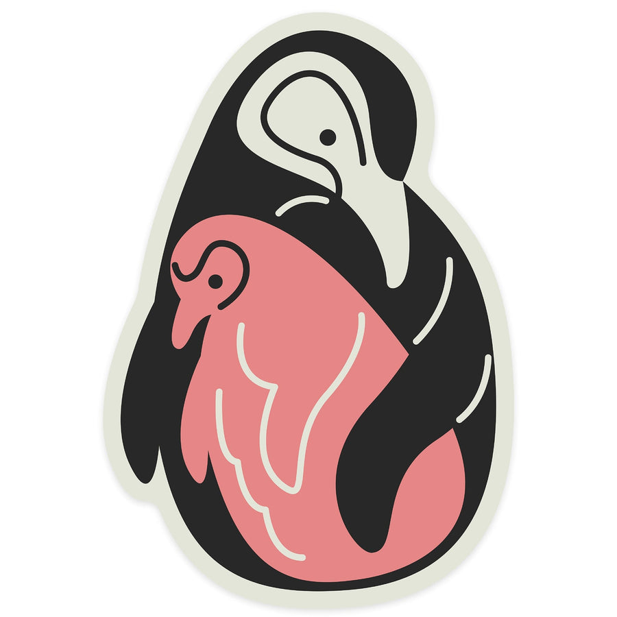 Penguin, Animal Families Collection, Contour, Lantern Press Artwork, Vinyl Sticker Sticker Lantern Press