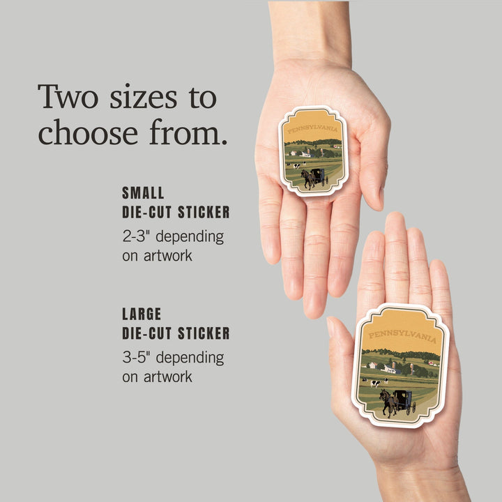 Pennsylvania, Amish Countryside, WPA, Contour, Vinyl Sticker Sticker Lantern Press