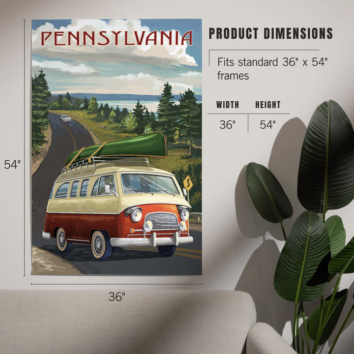 Pennsylvania, Camper Van and Lake, Art & Giclee Prints Art Lantern Press