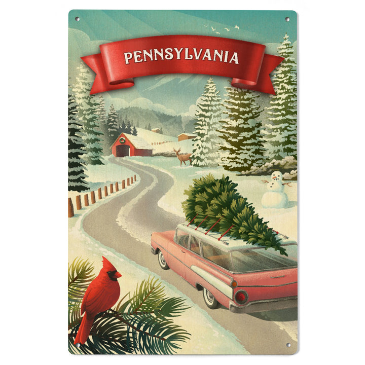 Pennsylvania, Christmas Holiday Tradition, Wood Signs and Postcards Wood Lantern Press