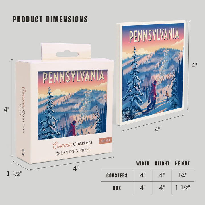 Pennsylvania, Shred the Gnar, Snowboarding, Coasters Coasters Lantern Press
