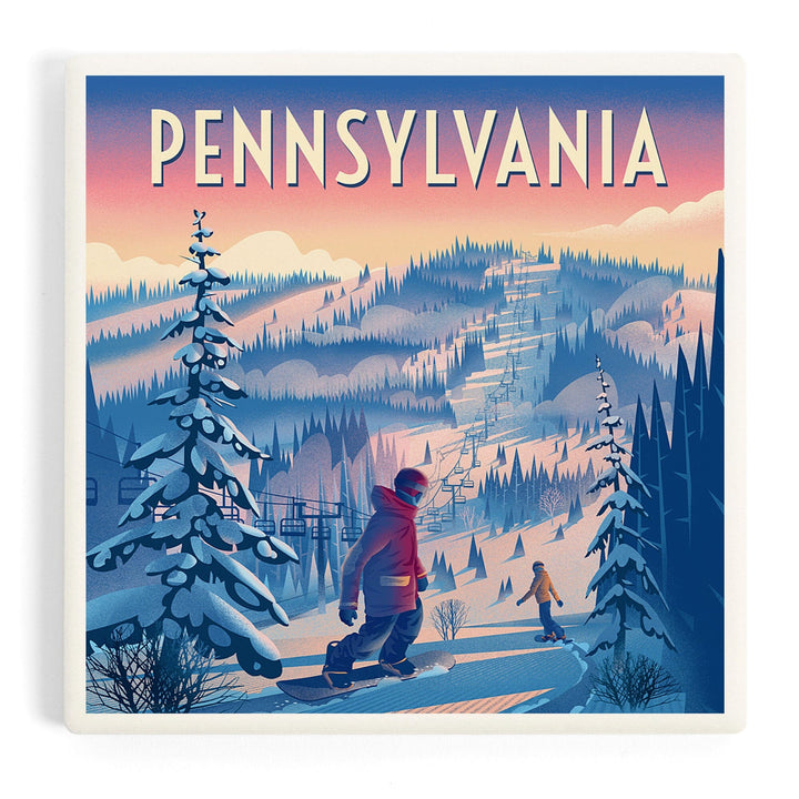 Pennsylvania, Shred the Gnar, Snowboarding, Coasters Coasters Lantern Press Coaster