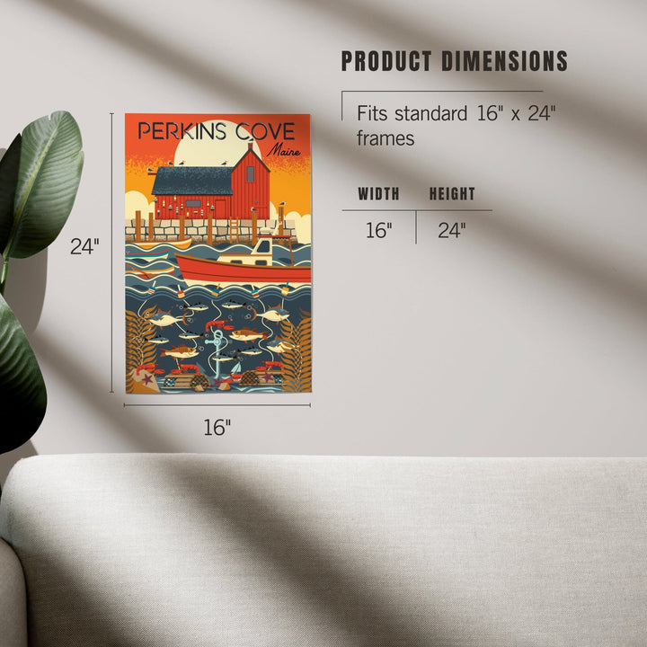 Perkins Cove, Maine, Nautical Geometric, Art & Giclee Prints Art Lantern Press