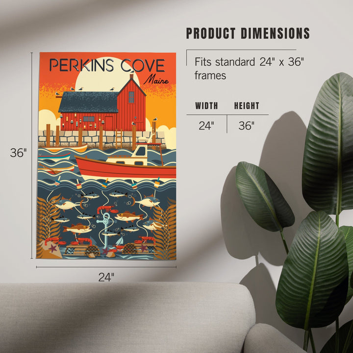 Perkins Cove, Maine, Nautical Geometric, Art & Giclee Prints Art Lantern Press