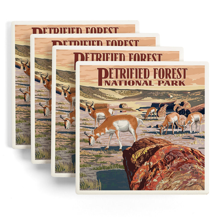Petrified Forest National Park, Arizona, Desert and Antelope, Coasters Coasters Lantern Press
