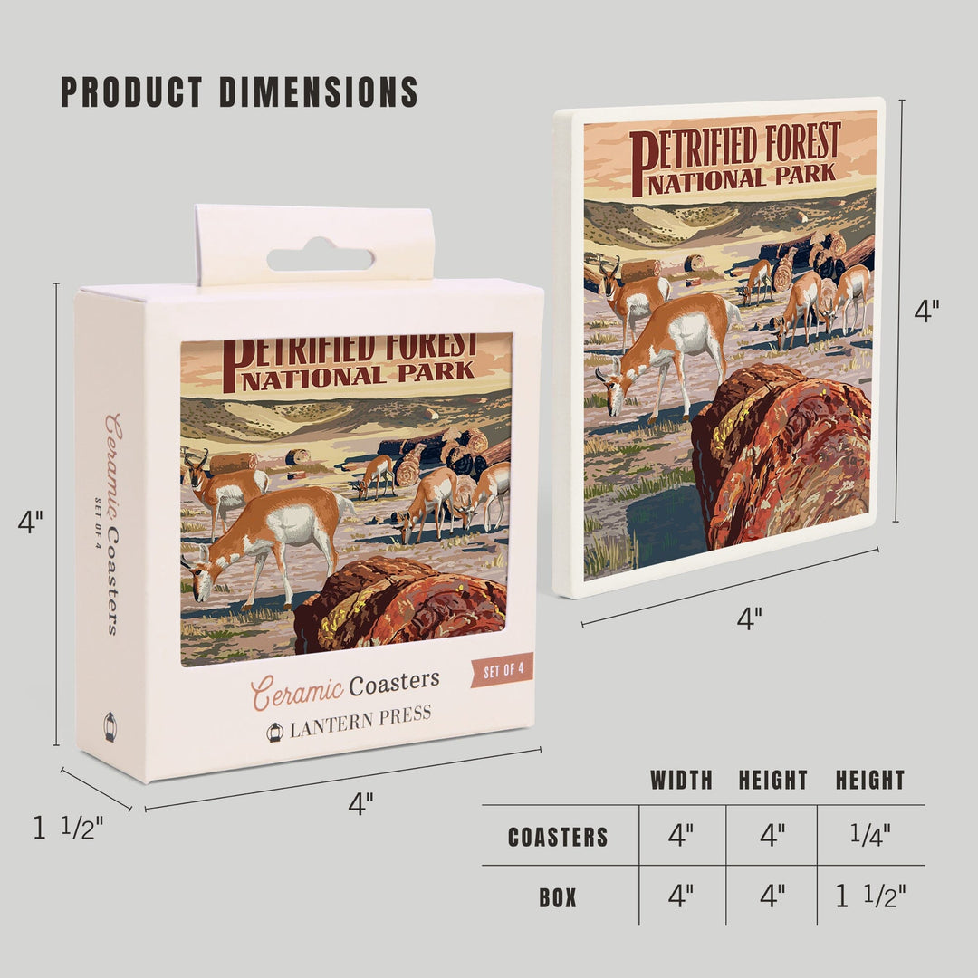 Petrified Forest National Park, Arizona, Desert and Antelope, Coasters Coasters Lantern Press