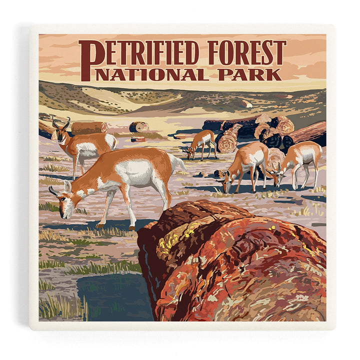 Petrified Forest National Park, Arizona, Desert and Antelope, Coasters Coasters Lantern Press