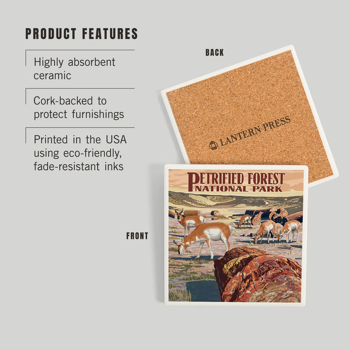 Petrified Forest National Park, Arizona, Desert and Antelope, Coasters Coasters Lantern Press