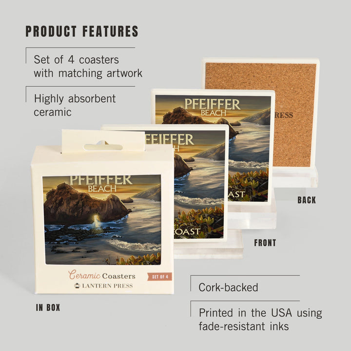 Pfeiffer Beach, California, Coasters Coasters Lantern Press