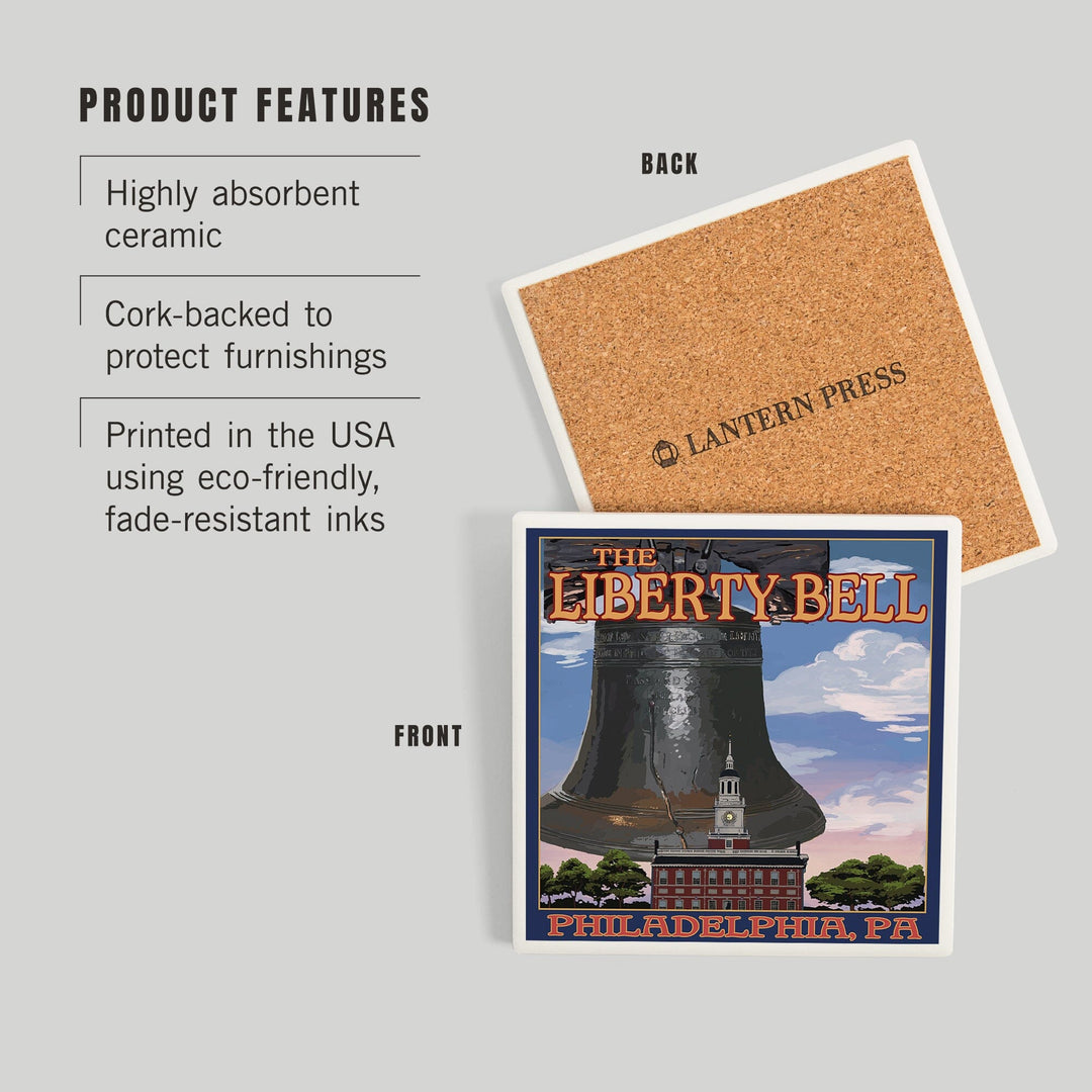 Philadelphia, Pennsylvania, Independence Hall and Liberty Bell, Coasters Coasters Lantern Press