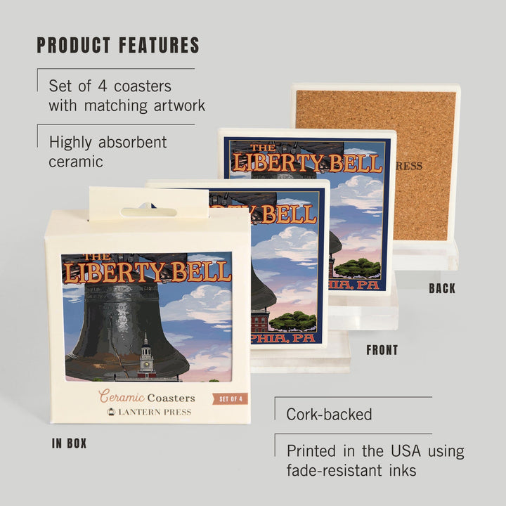 Philadelphia, Pennsylvania, Independence Hall and Liberty Bell, Coasters Coasters Lantern Press