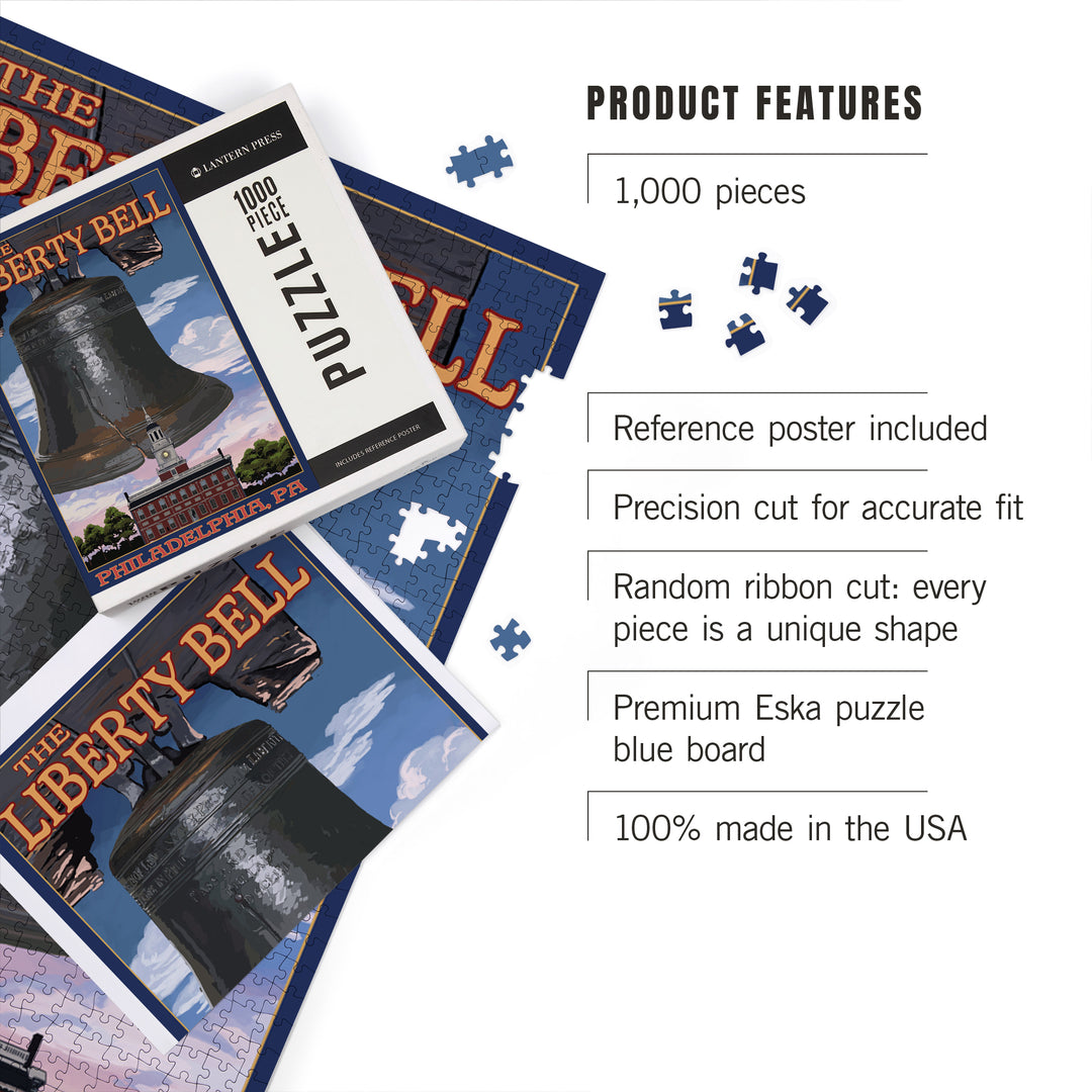 Philadelphia, Pennsylvania, Independence Hall and Liberty Bell, Jigsaw Puzzle Puzzle Lantern Press