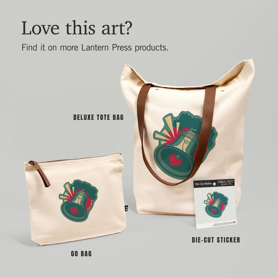 Philadelphia, Pennsylvania, Liberty Bell, Contour, Lantern Press Artwork, Vinyl Sticker Sticker Lantern Press