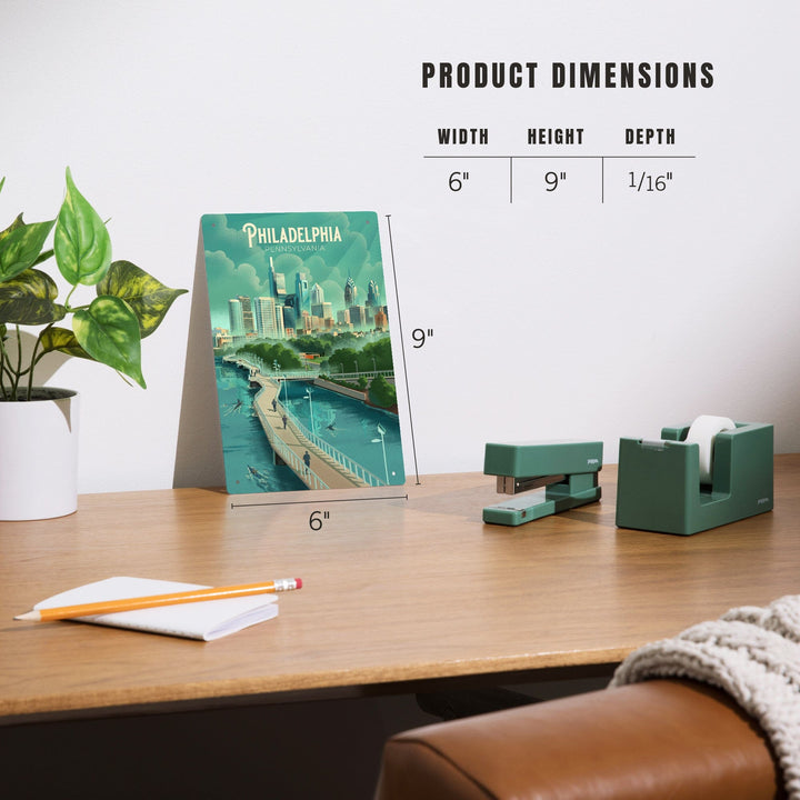 Philadelphia, Pennsylvania, Lithograph, City Series, Metal Signs Metal Lantern Press